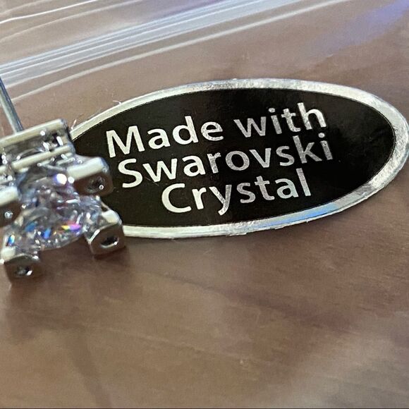 Silver Stud Swarovski Crystals Statement Earrings - Picture 8 of 8